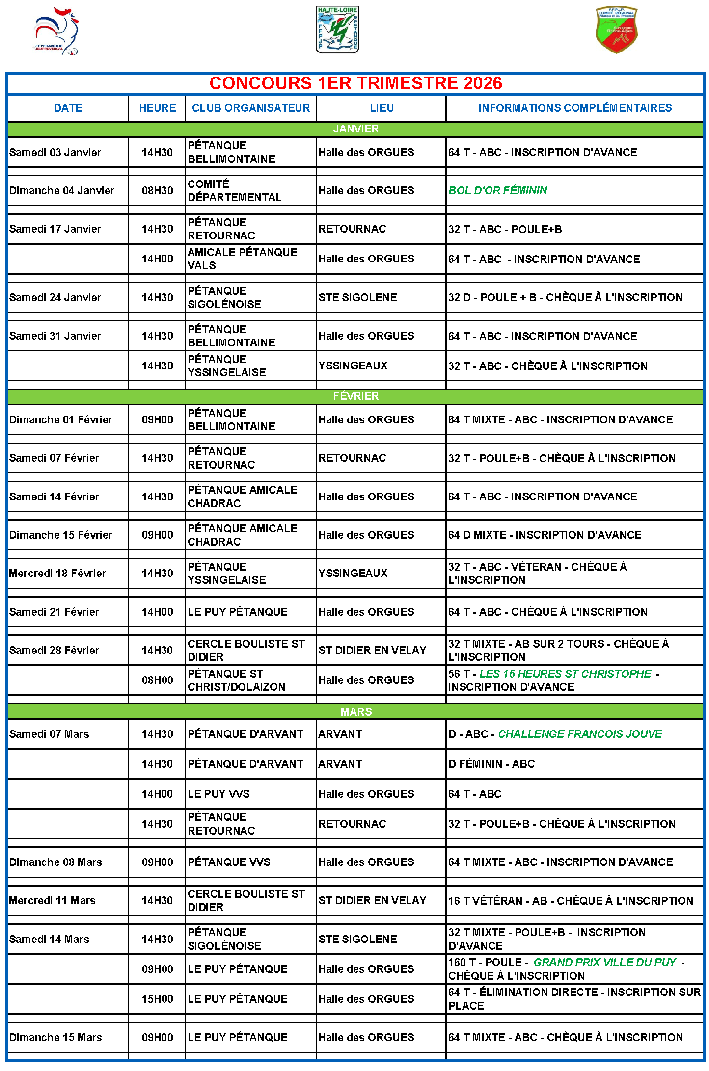 CALENDRIER CONCOURS 1er trim