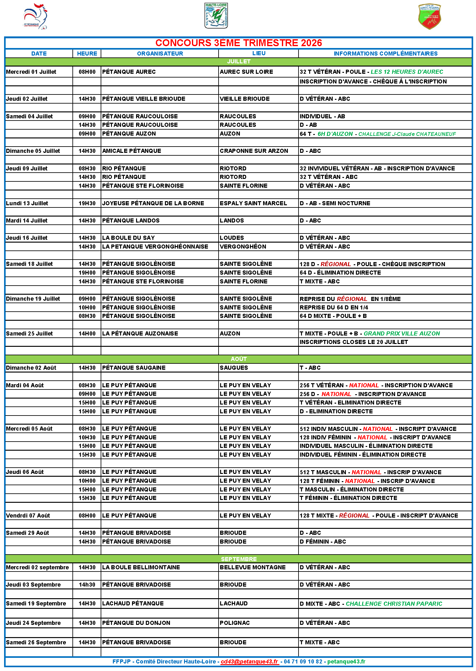 CALENDRIER CONCOURS EVENEMENT 2026 MAILS CLUBS 2026 08 31 Page 2