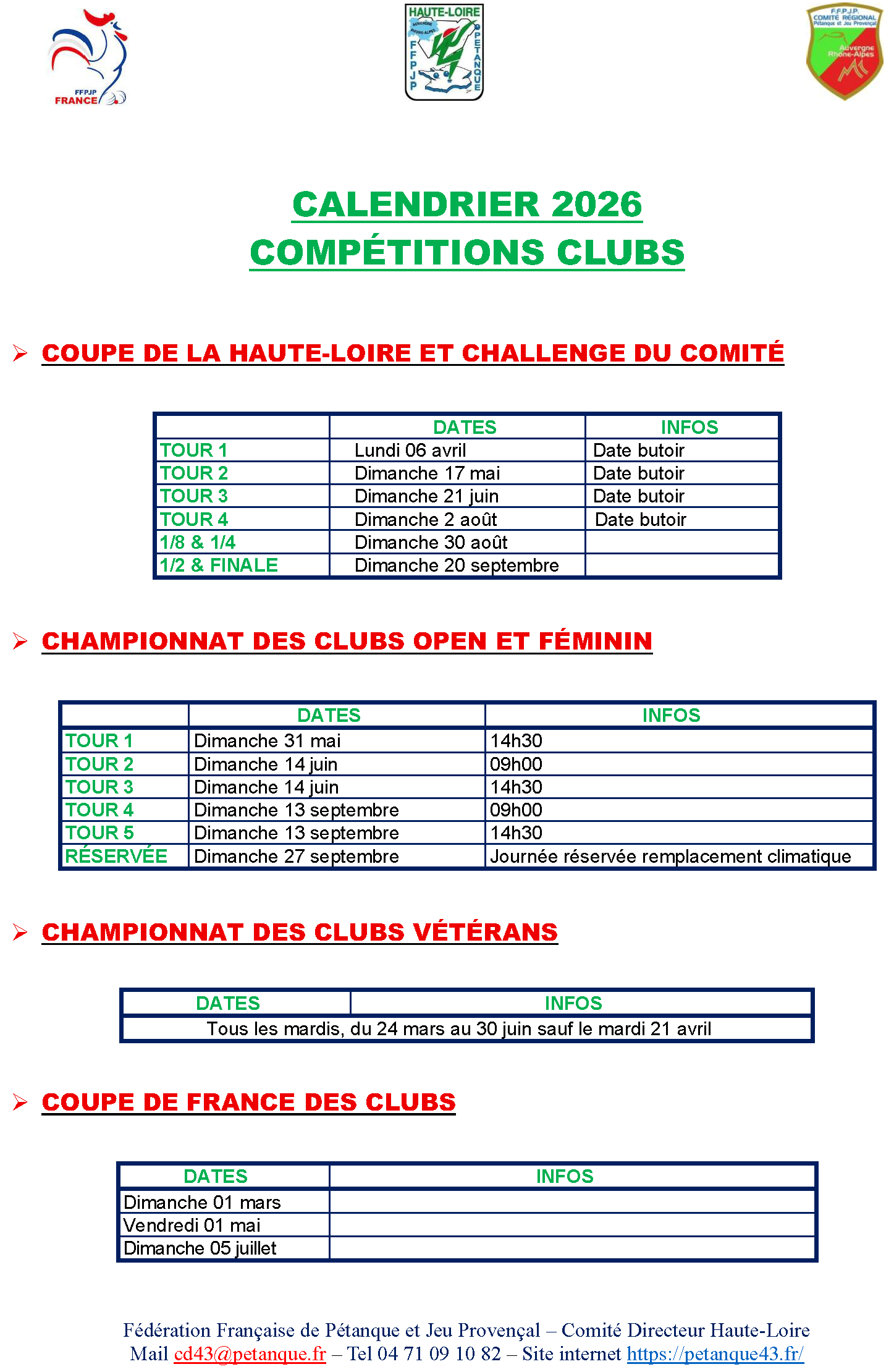 CD43 CALENDRIER CDC COUPE